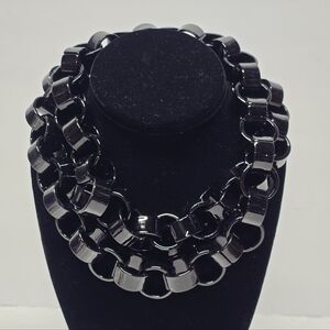 Rara Avis Black Acrylic Chain Statement Link Necklace